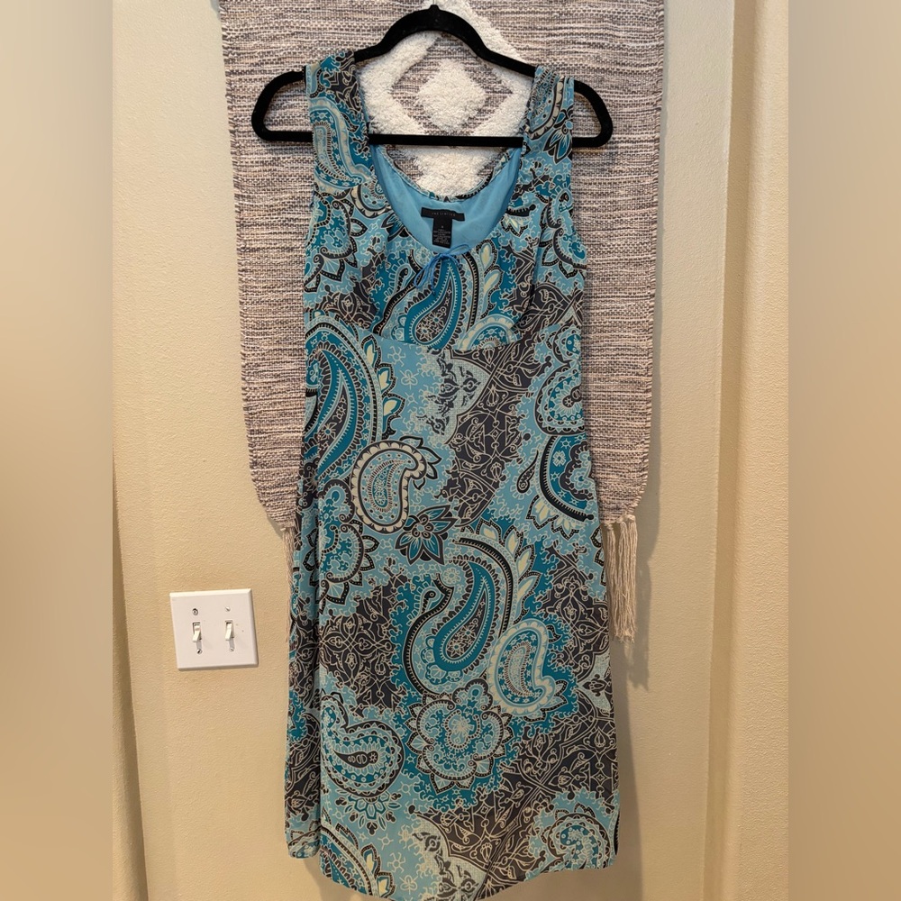 Y2K The Limited Teal and Black Paisley Dress